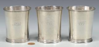 Appraisal: Hyde Goodrich Julep Cups Three New Orleans Louisiana retailed coin