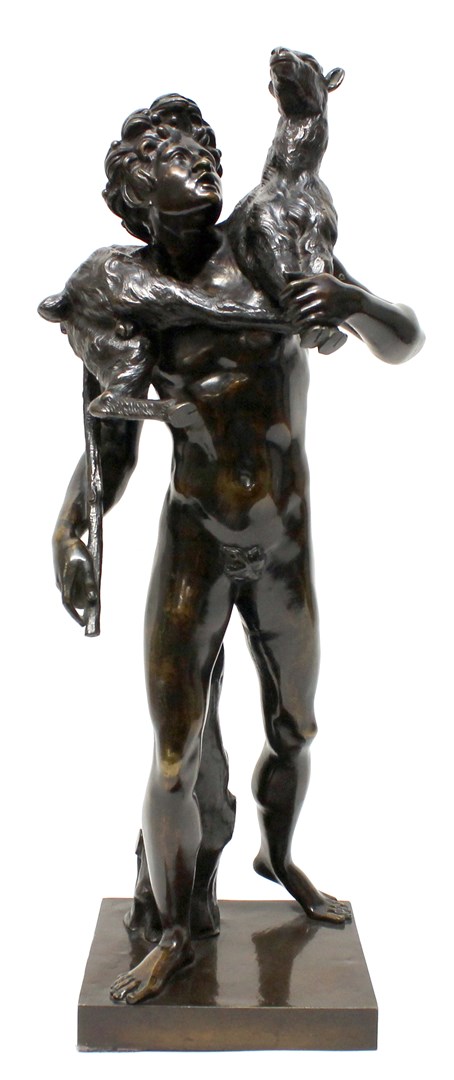 Appraisal: An Italian bronze figure of faun with kid late th