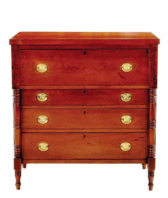 Appraisal: American late Federal walnut chest of drawers circa rectangular top