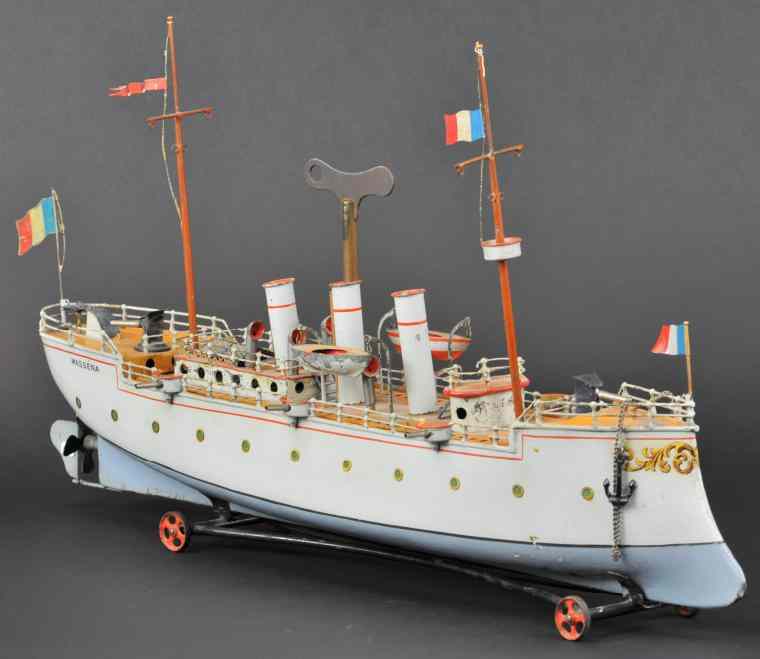 Appraisal: EARLY BING ''MASSENA'' GUNBOAT Germany circa clockwork driven fully railed