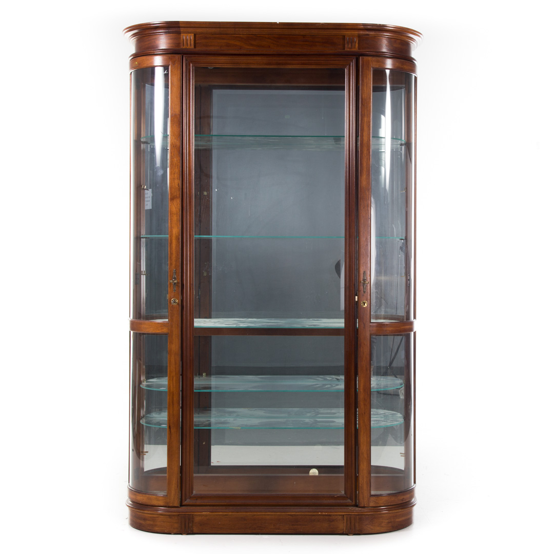 Appraisal: Contemporary mahogany finish glass display case th century flat molded