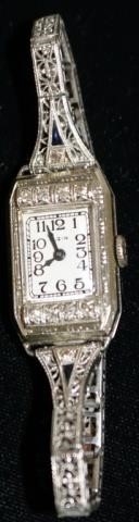 Appraisal: KT ART DECO WHITE GOLD ELGIN LADY'S WATCHINSET WITH DIAMONDS