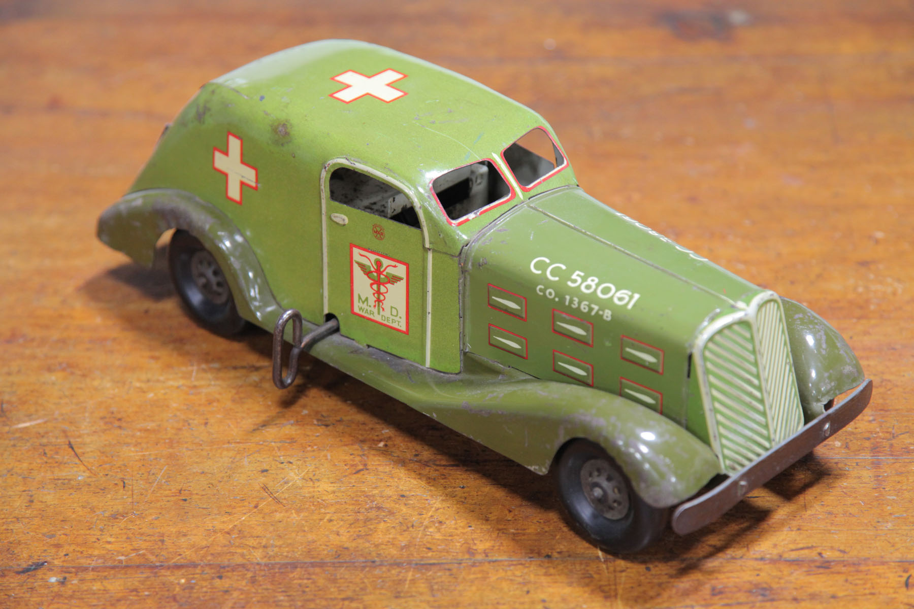 Appraisal: MARX WAR AMBULANCE American mid th century Pressed steel wind