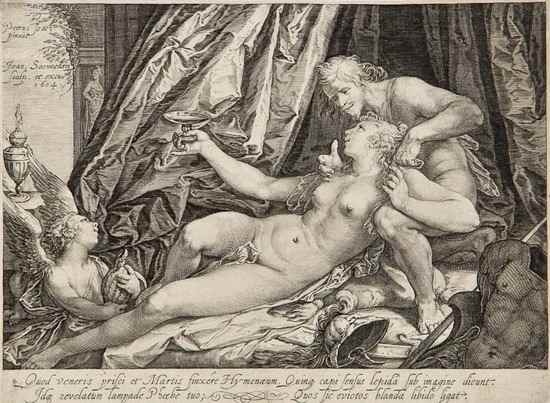 Appraisal: Jan Saenredam c - Mars and Venus engraving on watermarked