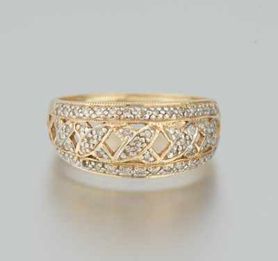 Appraisal: A Ladies' Diamond X Design Ring k yellow gold ring