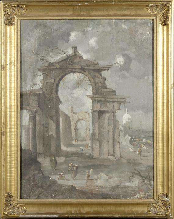 Appraisal: GUARDI FRANCESCO FOLLOWER OF Venice Landscape with ruins Oil on