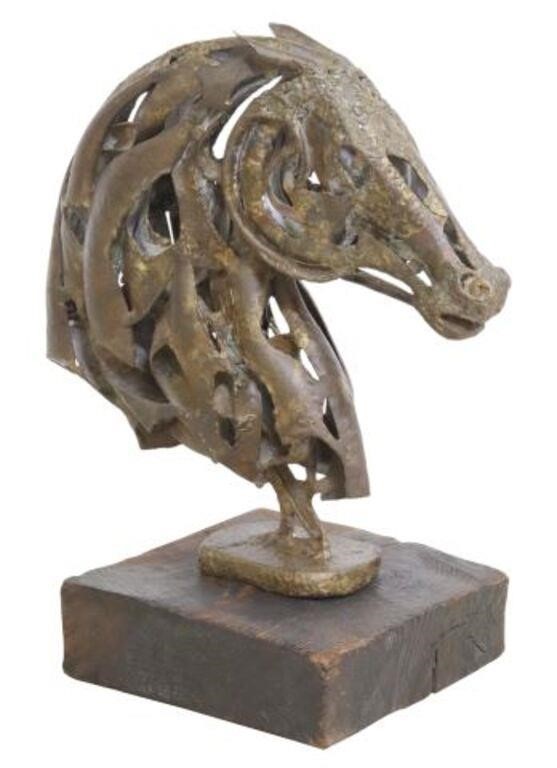 Appraisal: Brutalist bronze sculpture Cabeza de Caballo Pedro Cervantes Mexican -