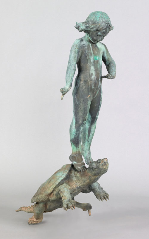 Appraisal: Edward Berge American - bronze figure of a nymph perched