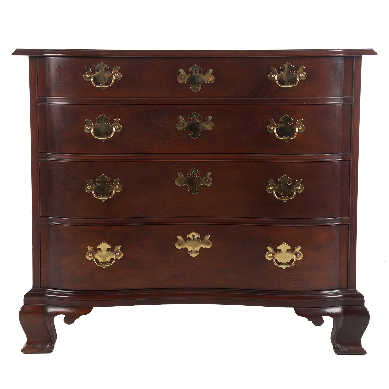 Appraisal: BAKER HISTORIC CHARLESTON MAHOGANY CHEST th century serpentine shaped chest