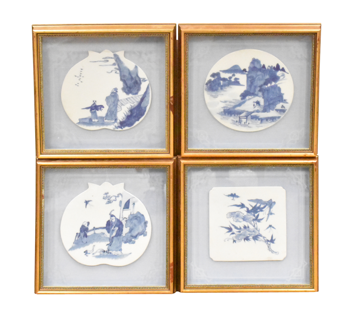 Appraisal: Four Chinese framed blue white plaques dating from the th