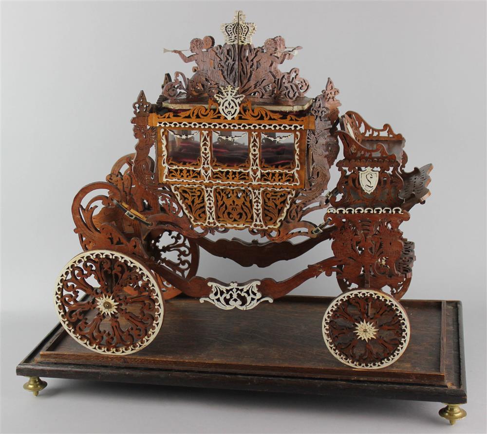 Appraisal: FRENCH CARVED AND PARTIALLY PAINTED WOOD MODEL OF LOUIS XV