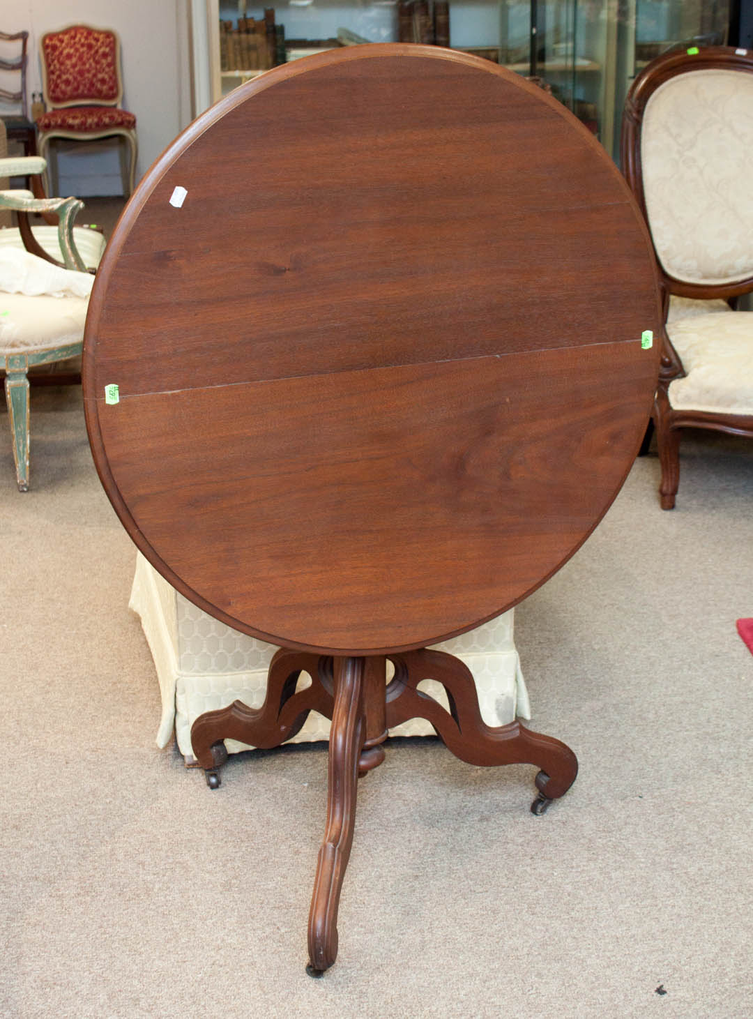 Appraisal: Victorian tilt-top table and three chairs