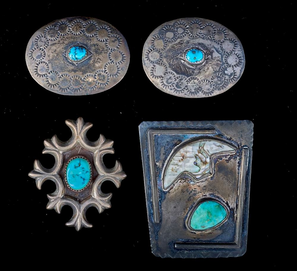 Appraisal: Old Pawn Southwest Jewelry Four Vintage Navajo bolo ties turquoise