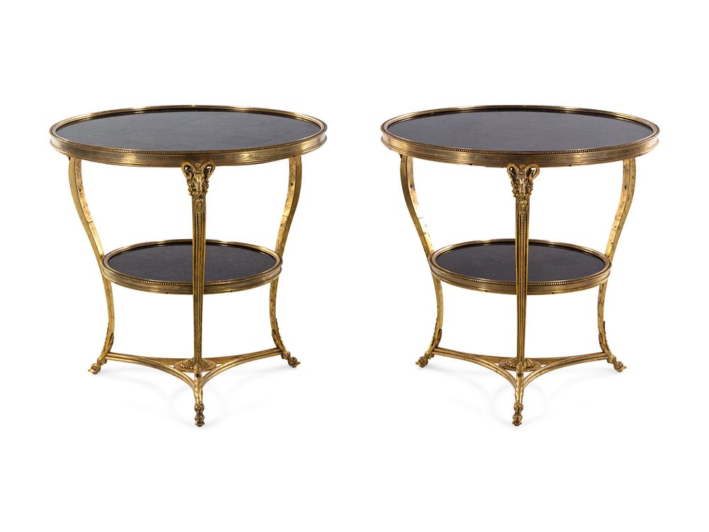 Appraisal: A Pair of Neoclassical Gilt Bronze Marble-Top Gueridons A Pair