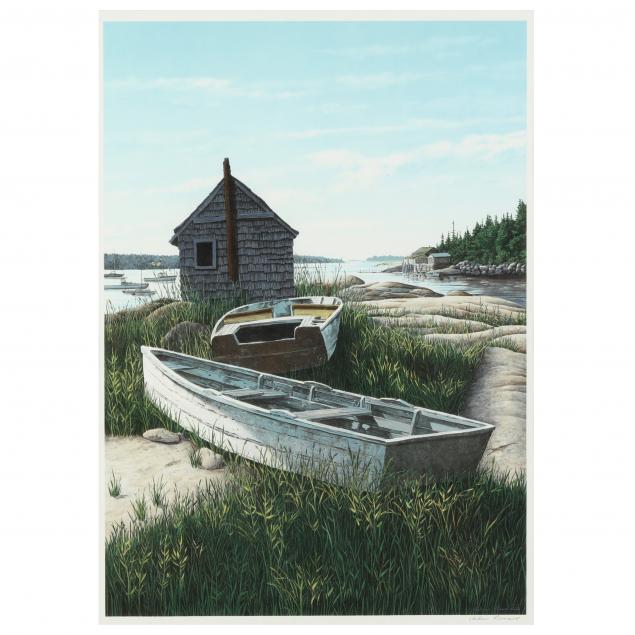 Appraisal: HELEN RUNDELL AMERICAN B STONINGTON HARBOR Lithograph in colors pencil