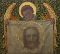 Appraisal: English School - Pre-Raphaelite angel holds the veil of Veronica