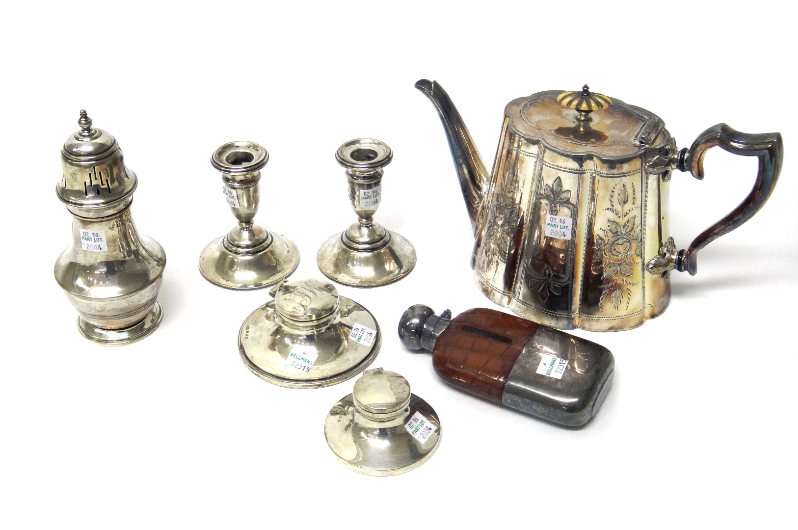 Appraisal: Silver and silver mounted wares comprising a sugar caster Birmingham