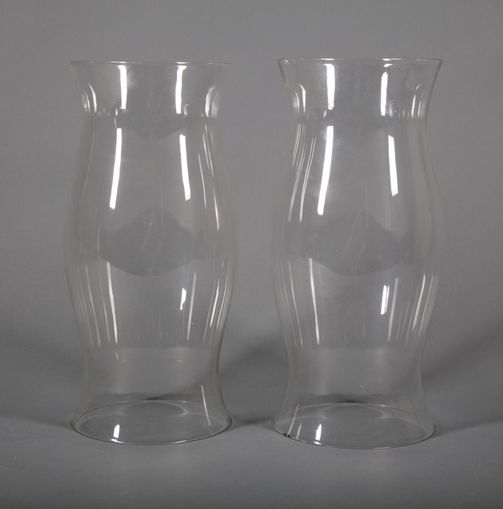 Appraisal: Pair of Blown Glass Hurricane Shades h in