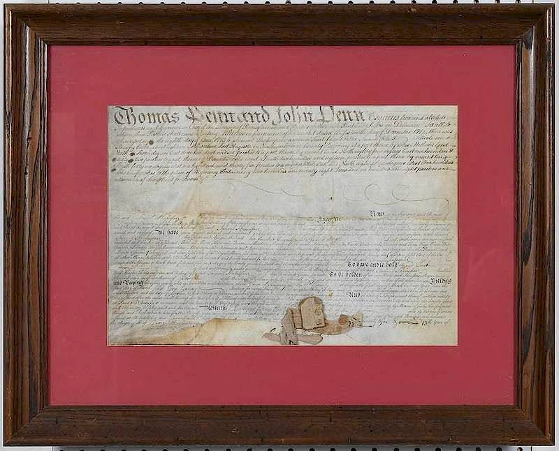 Appraisal: Document by Thomas Penn and John Penn handwritten document by