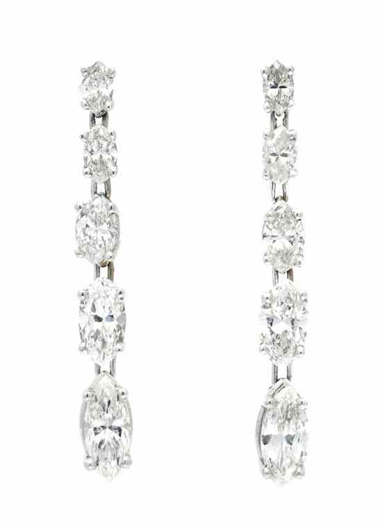 Appraisal: A Pair of Karat White Gold and Diamond Dangle Earrings