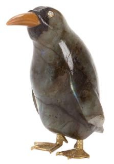 Appraisal: A FABERGE STYLE HARDSTONE PENGUIN A RUSSIAN STYLE CARVED HARDSTONE