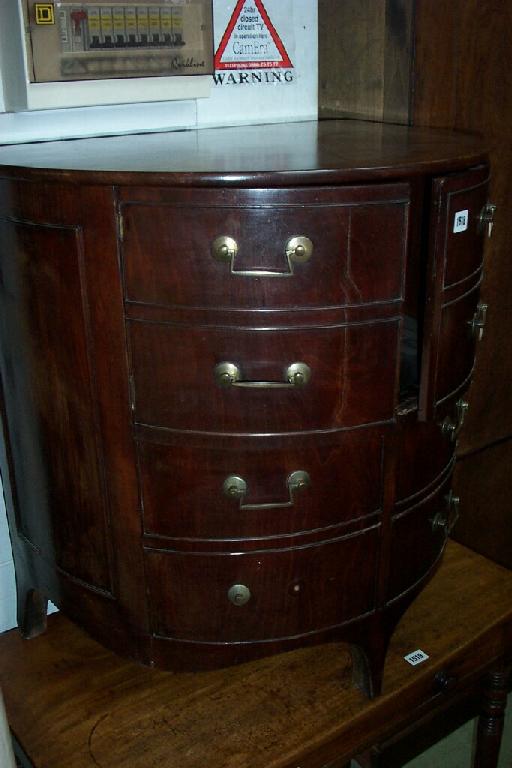 Appraisal: A Georgian mahogany demi-lune commode presented as a chest of