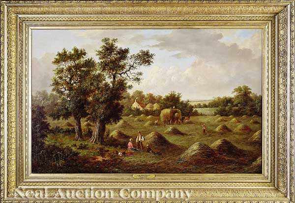 Appraisal: English School th c The Harvest Baling Hay oil on