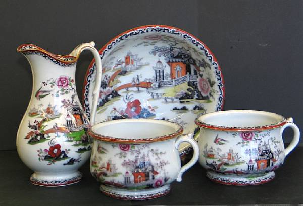 Appraisal: An English ironstone four-piece jug and basin set late th