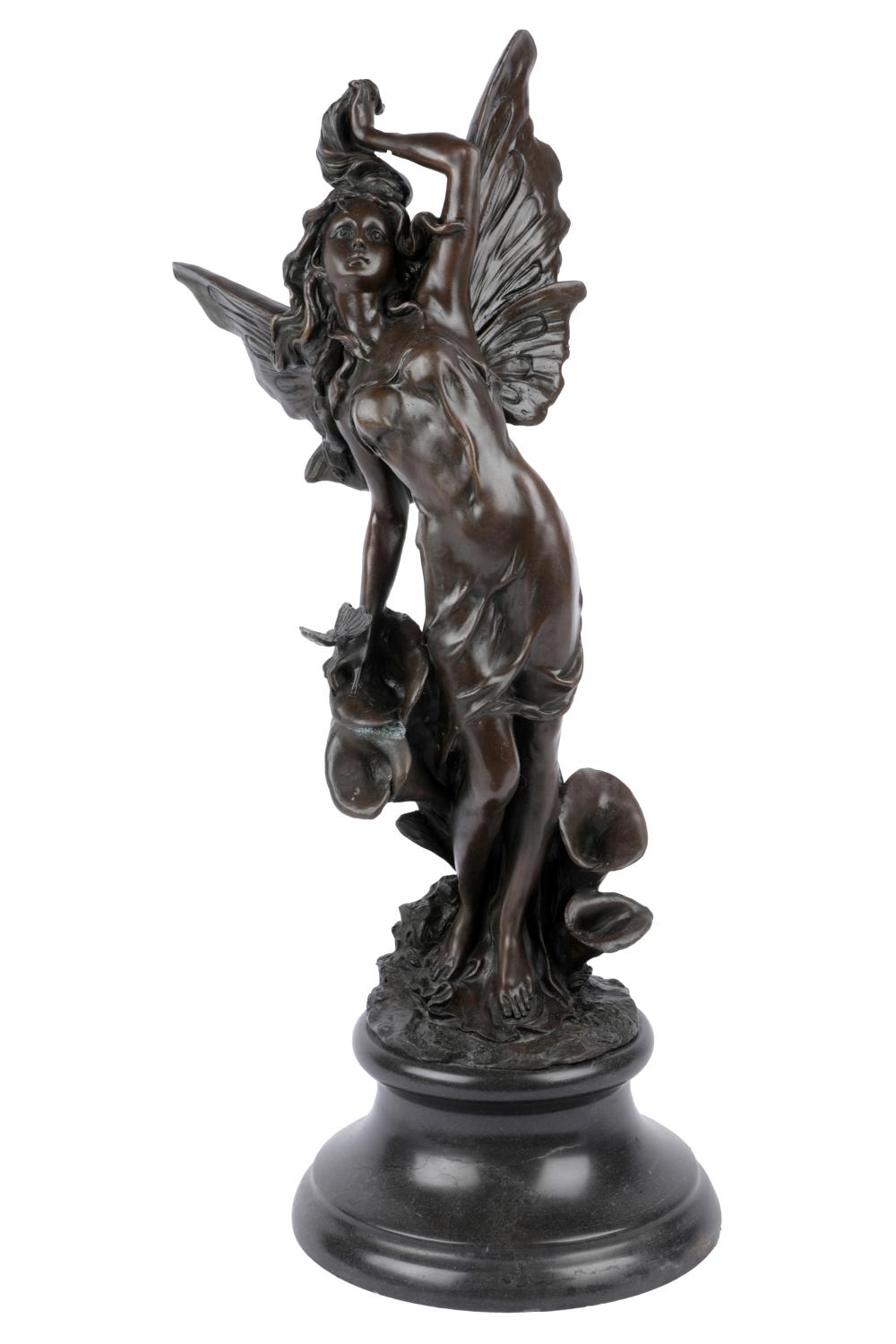 Appraisal: ALLEGORICAL FIGUREbronze mounted on stone plinth unsigned Provenance The Estate