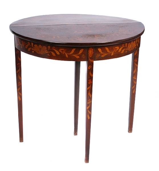 Appraisal: A Dutch marquetry fold top table th century height in