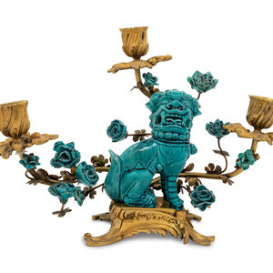 Appraisal: A Louis XV Style Gilt Bronze and Turquoise Glazed Porcelain