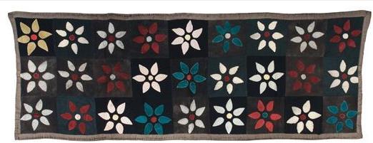 Appraisal: COTTON PATCHWORK TABLE RUNNER WITH FLOWER APPLIQUE x inches Est