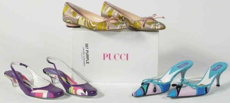 Appraisal: Three Pairs of Shoes Pucciincluding a pair of printed gold