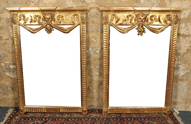 Appraisal: A PAIR OF VICTORIAN STYLE GILT FRAME WALL MIRRORS with