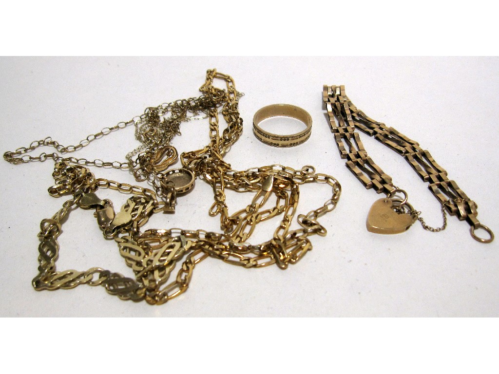 Appraisal: Lot of ct gold to include three neckchains two bracelets