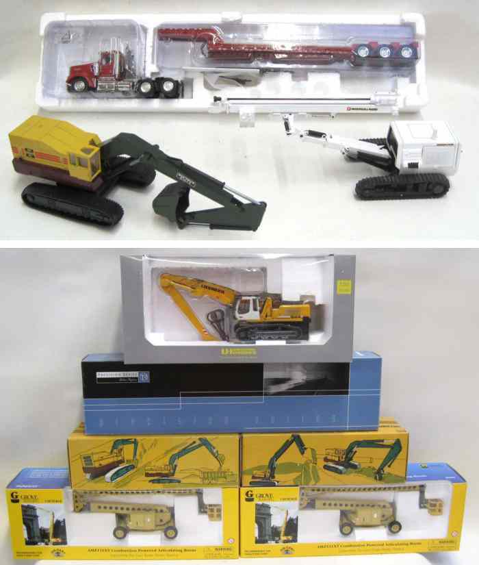 Appraisal: TEN DIECAST SCALE MODELS Norscot Grove AMZ XT powered boom