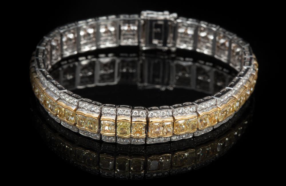 Appraisal: kt Yellow and White Gold and Diamond Bracelet comprised of