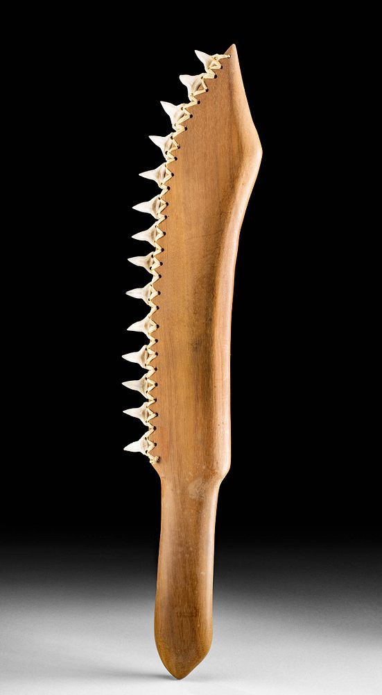 Appraisal: s Hawaiian Wood Club w Shark Teeth Edge Oceania Hawaiian