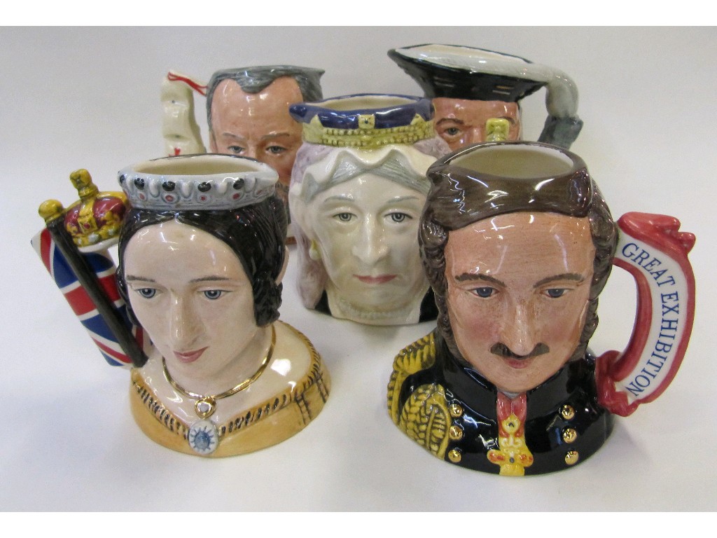 Appraisal: Five Royal Doulton character jugs King Phillip II of Spain