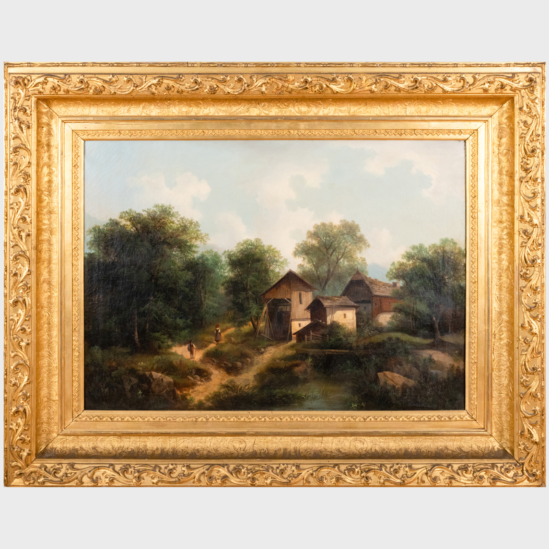 Appraisal: ATTRIBUTED TO ALBERT LANG - MILL SCENE Oil on canvas