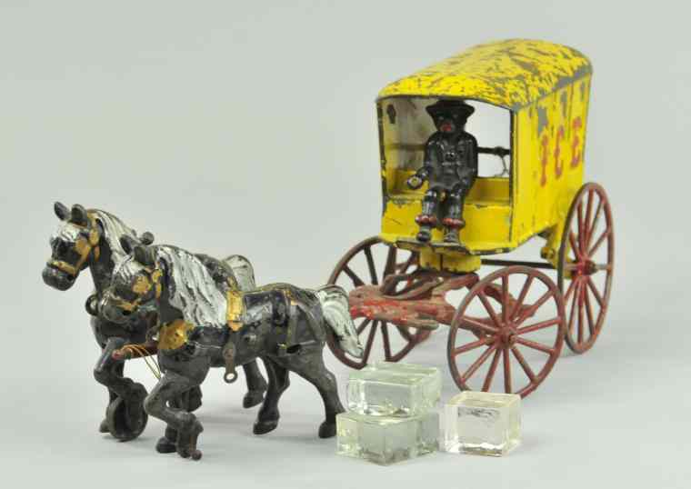 Appraisal: HUBLEY ICE WAGON Cast iron large wagon yellow painted body