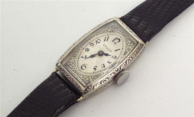 Appraisal: GRUEN CT WHITE GOLD LADY'S WRISTWATCH c the oval dial