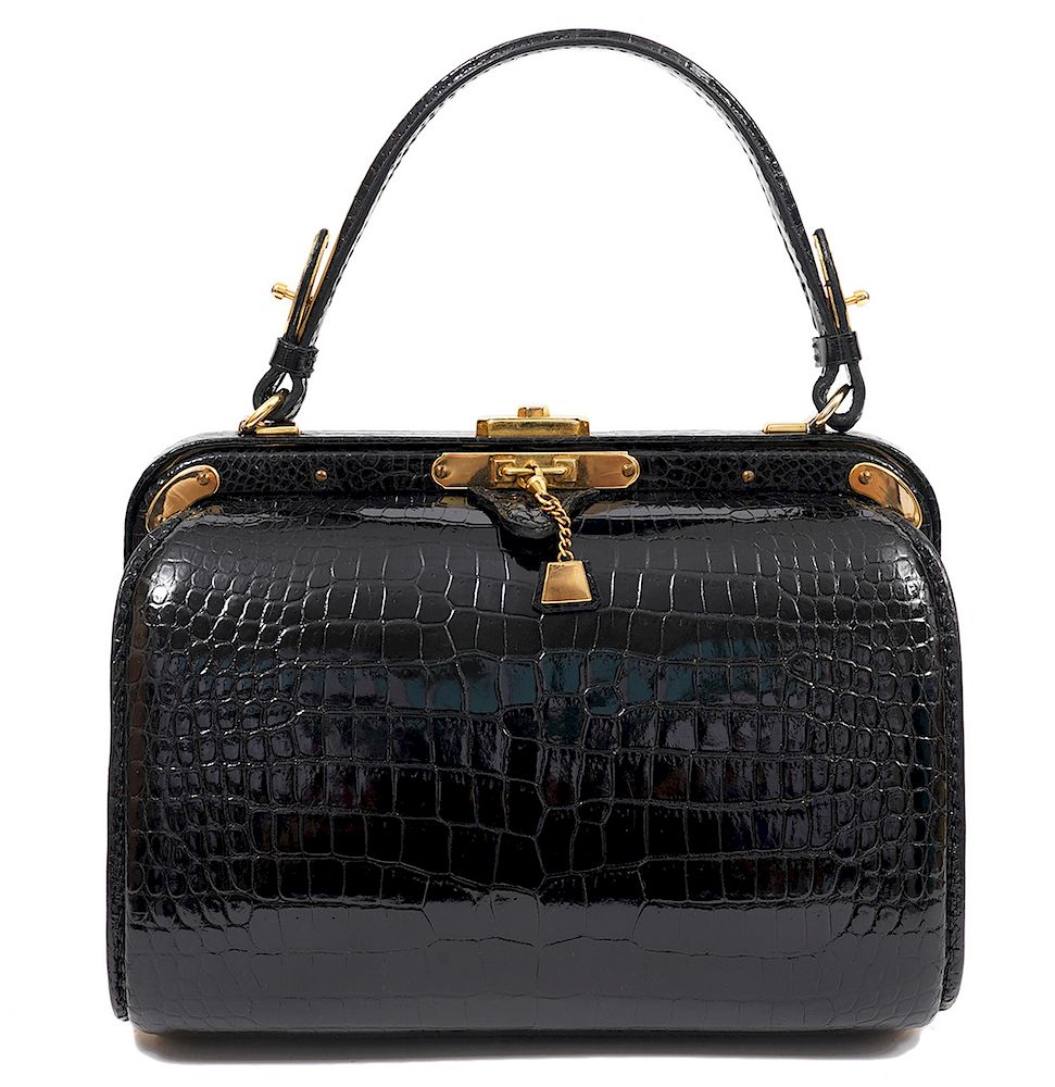 Appraisal: Fernando Desgranges Vintage Crocodille Hand Bag Fernando Desgranges Vintage Crocodile