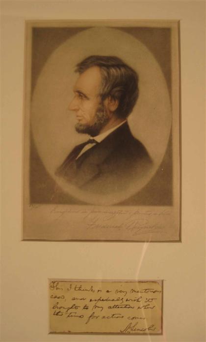 Appraisal: piece Autograph closing of Letter Signed Lincoln A Framed with