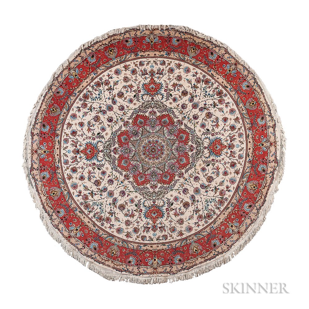 Appraisal: Tabriz Round Carpet Tabriz Round Carpet northwestern Iran c numerous