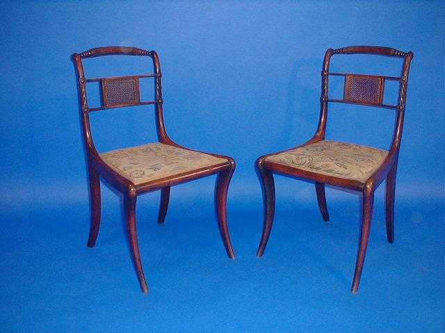 Appraisal: A set of six Regency simulated rosewood dining chairs with