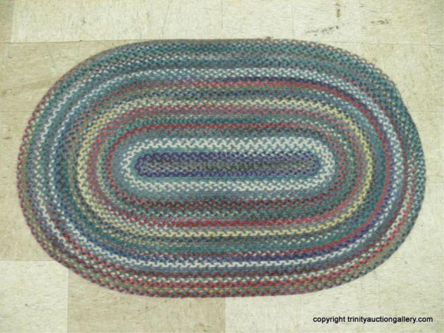 Appraisal: Small Braided Loop Oval Area Rug - for general use