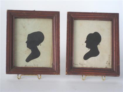 Appraisal: American School th century pair of silhouettes mary hopple and