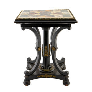 Appraisal: An Italian Ebonized Wood and Specimen Marble Table LATE TH