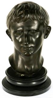 Appraisal: A th C CAST BRONZE HEAD OF ROMAN EMPEROR AUGUSTUS